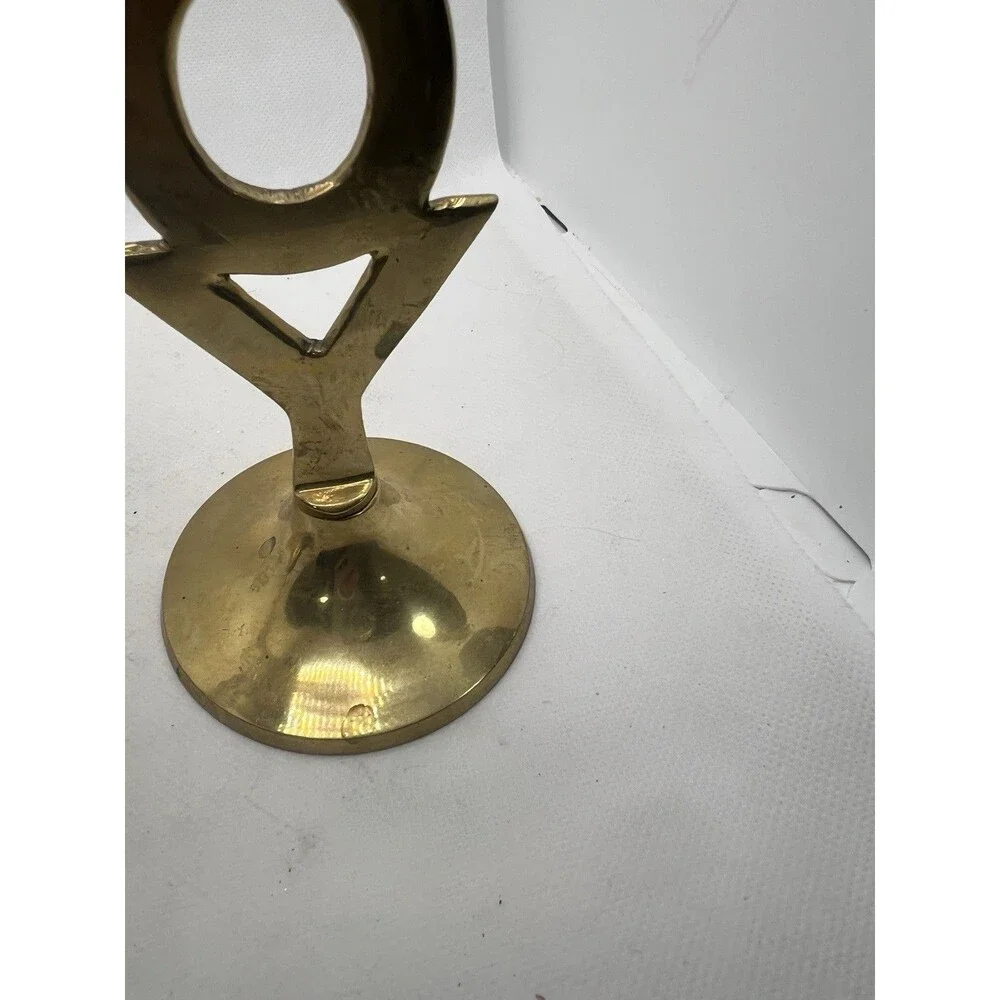 2 Solid Brass JOY Candlestick Holders 8
